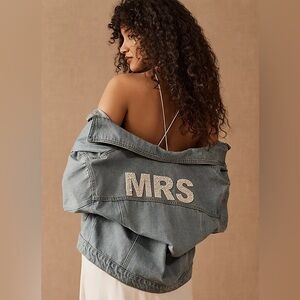 Anthropologie Untamed Petals Mrs Denim Jacket Size M